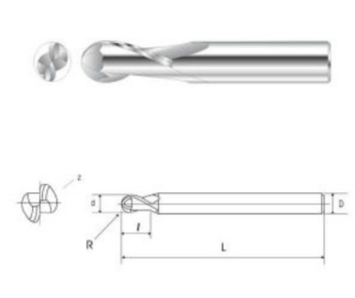 2 Flute Solid Carbide Ball Nose End Mills